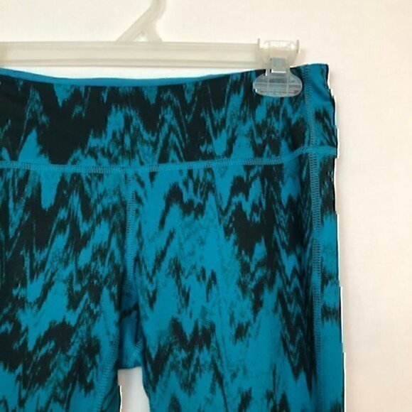 Z BY ZELLA Slim Ikat Legging Teal Blue Black Geometric Printed Active Workout XS - Picture 4 of 8